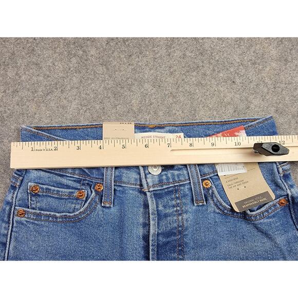 Levi's Wedgie Straight Jeans Womens W24 L28 Blue High Rise Button Fly - Picture 15 of 16